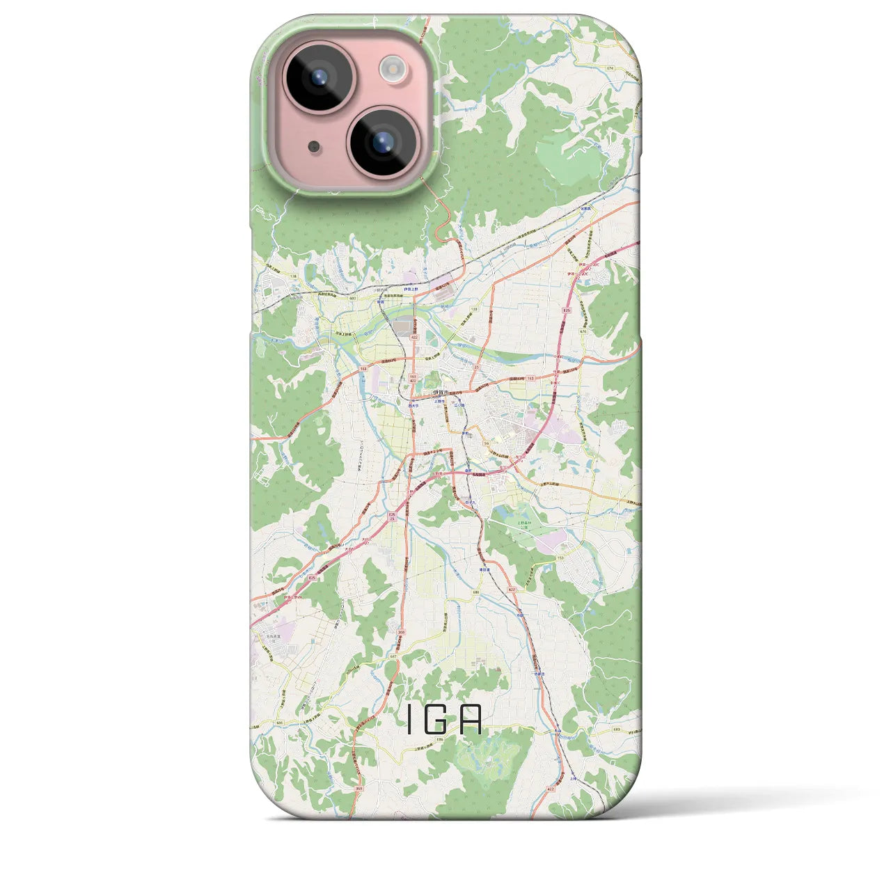 【伊賀】地図柄iPhoneケース（バックカバータイプ・ナチュラル）iPhone 15 Plus 用