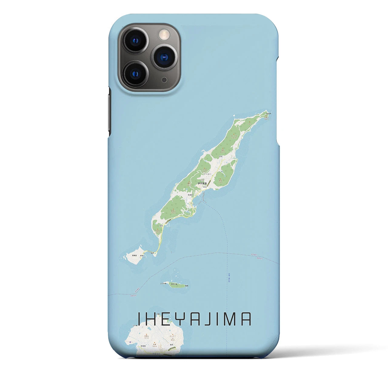 【伊平屋島】地図柄iPhoneケース（バックカバータイプ・ナチュラル）iPhone 11 Pro Max 用