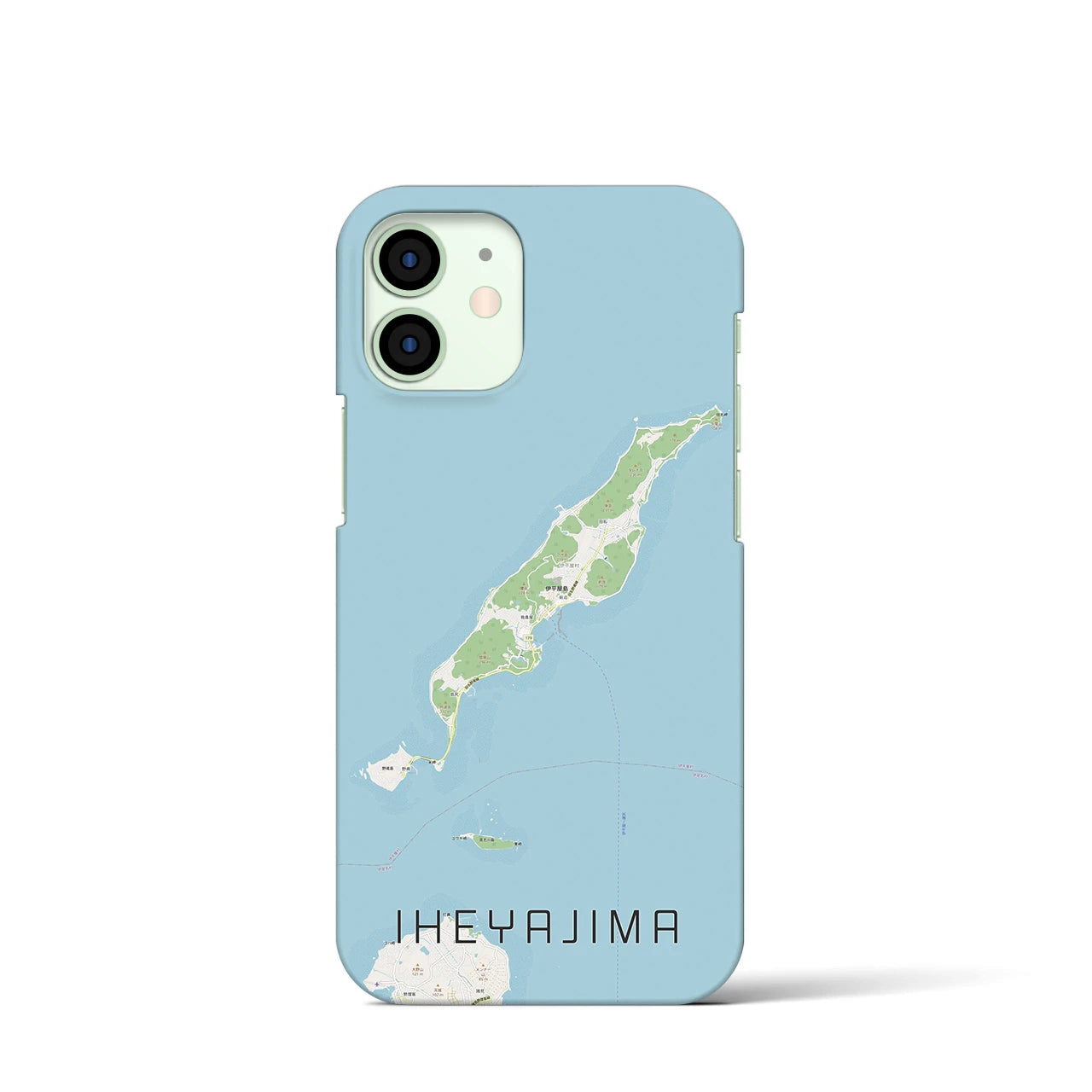 【伊平屋島】地図柄iPhoneケース（バックカバータイプ・ナチュラル）iPhone 12 mini 用