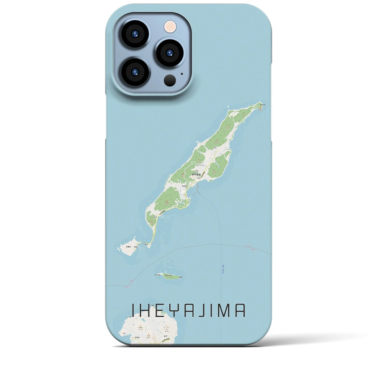 【伊平屋島】地図柄iPhoneケース（バックカバータイプ・ナチュラル）iPhone 13 Pro Max 用