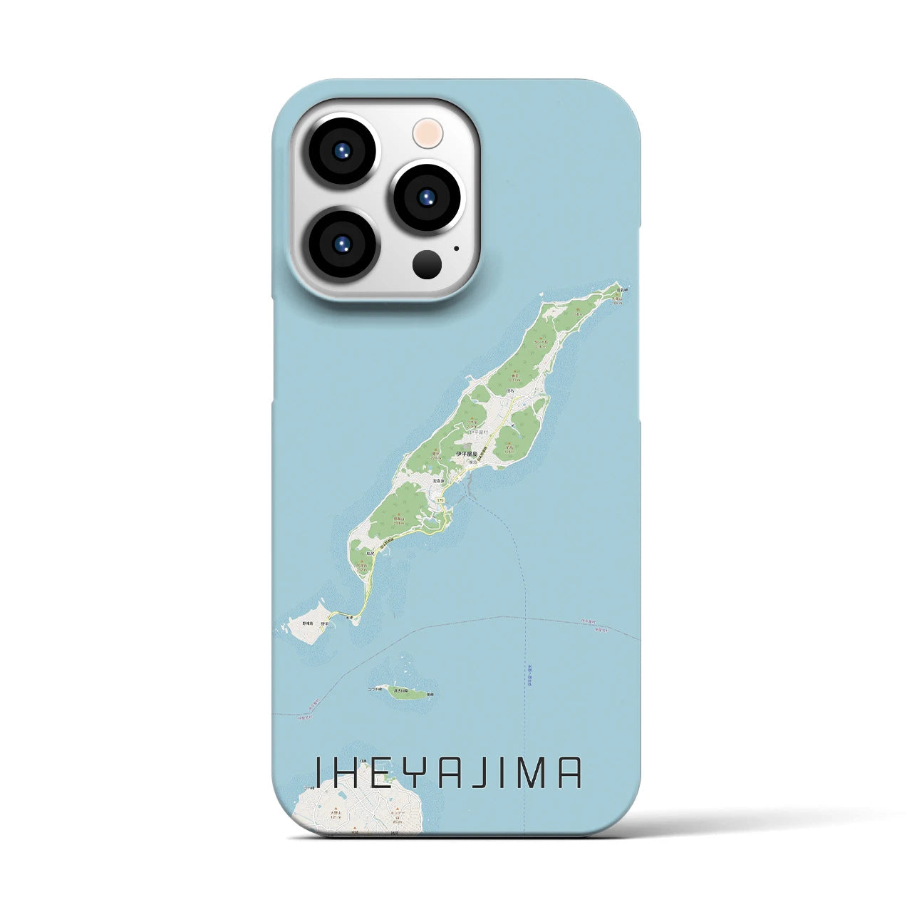 【伊平屋島】地図柄iPhoneケース（バックカバータイプ・ナチュラル）iPhone 13 Pro 用