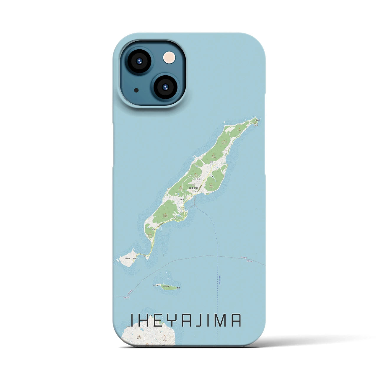 【伊平屋島】地図柄iPhoneケース（バックカバータイプ・ナチュラル）iPhone 13 用