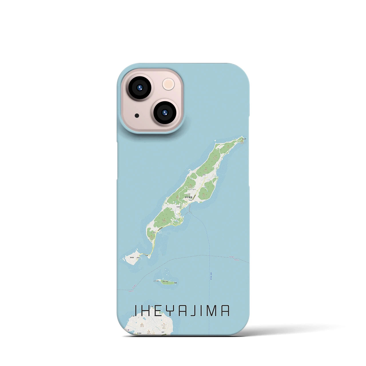 【伊平屋島】地図柄iPhoneケース（バックカバータイプ・ナチュラル）iPhone 13 mini 用