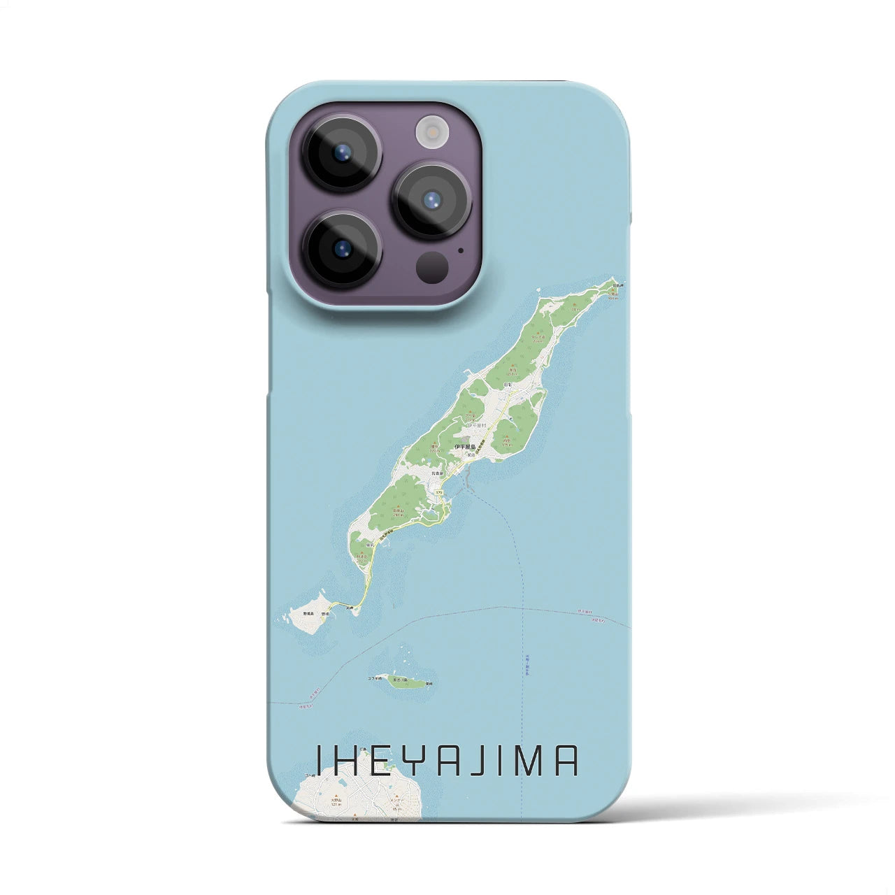 【伊平屋島】地図柄iPhoneケース（バックカバータイプ・ナチュラル）iPhone 14 Pro 用