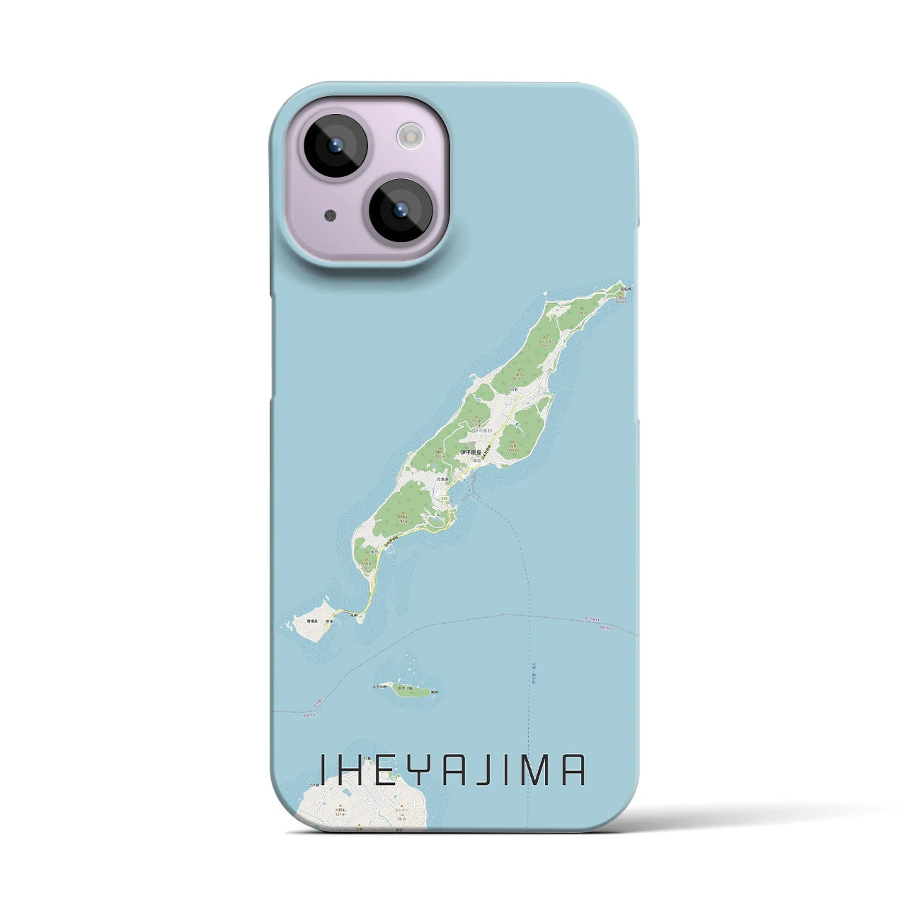 【伊平屋島】地図柄iPhoneケース（バックカバータイプ・ナチュラル）iPhone 14 用