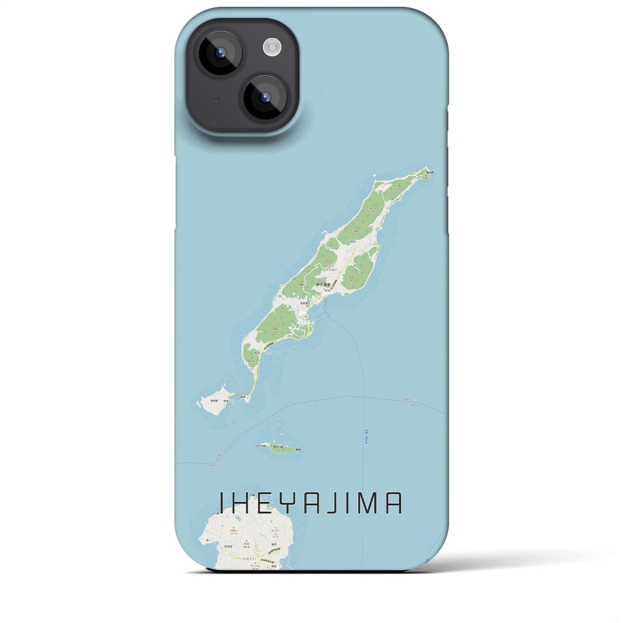 【伊平屋島】地図柄iPhoneケース（バックカバータイプ・ナチュラル）iPhone 14 Plus 用