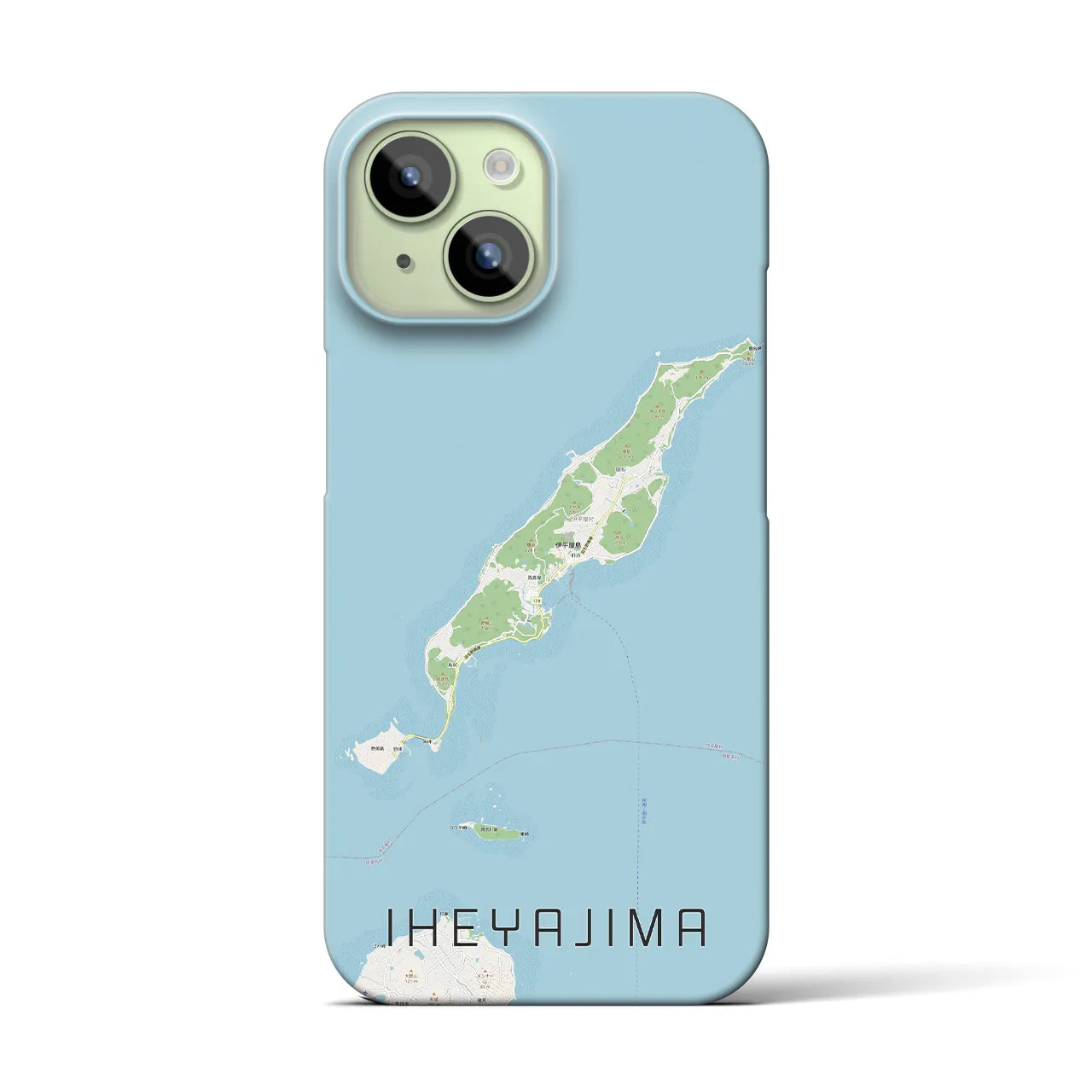 【伊平屋島】地図柄iPhoneケース（バックカバータイプ・ナチュラル）iPhone 15 用