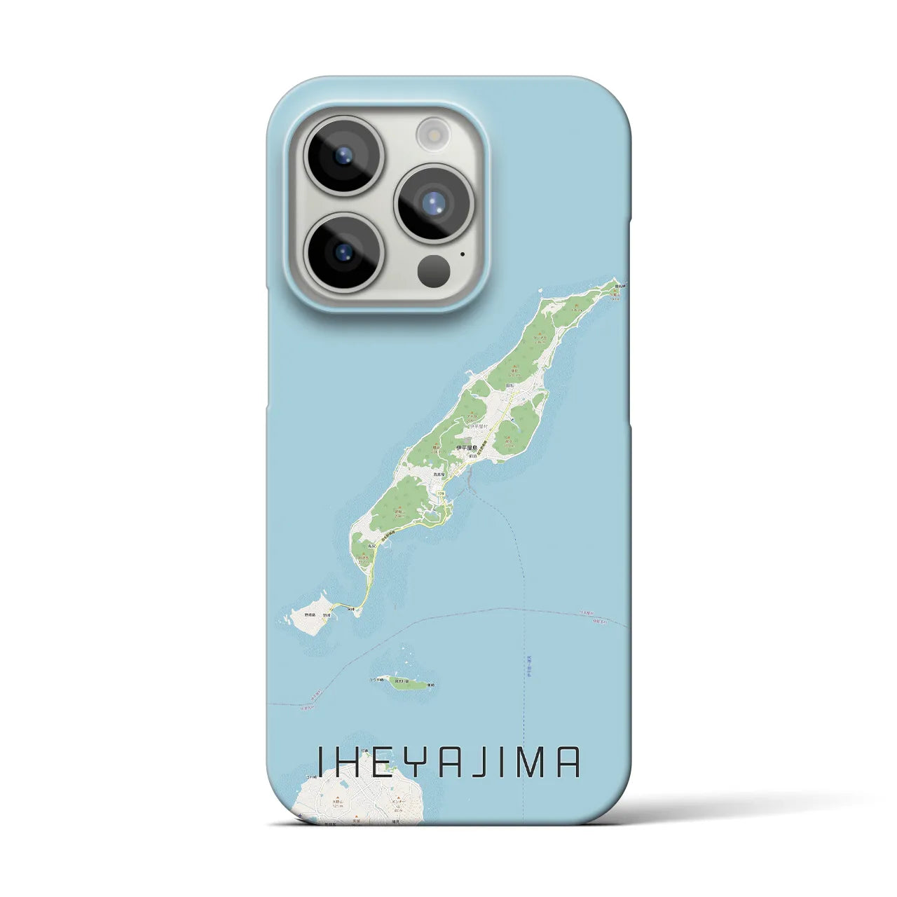 【伊平屋島】地図柄iPhoneケース（バックカバータイプ・ナチュラル）iPhone 15 Pro 用