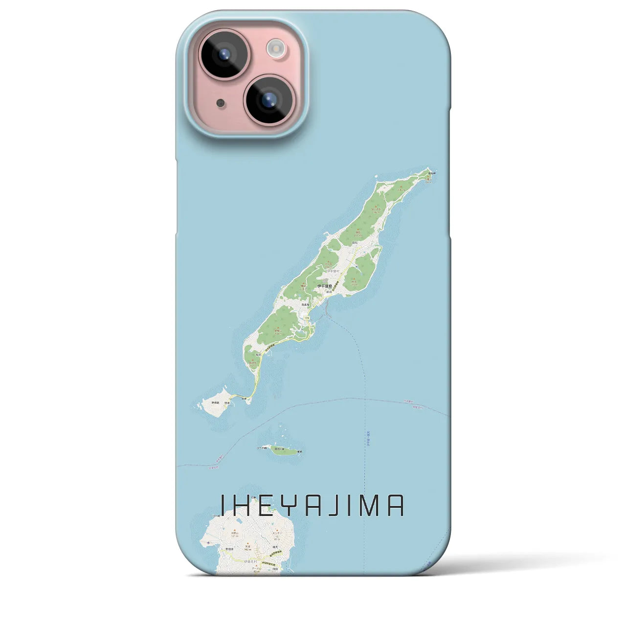 【伊平屋島】地図柄iPhoneケース（バックカバータイプ・ナチュラル）iPhone 15 Plus 用