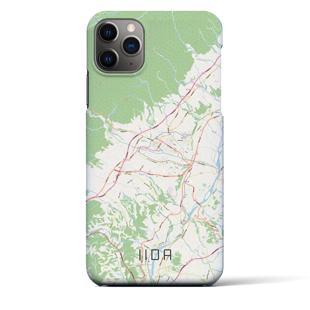 【飯田】地図柄iPhoneケース（バックカバータイプ・ナチュラル）iPhone 11 Pro Max 用