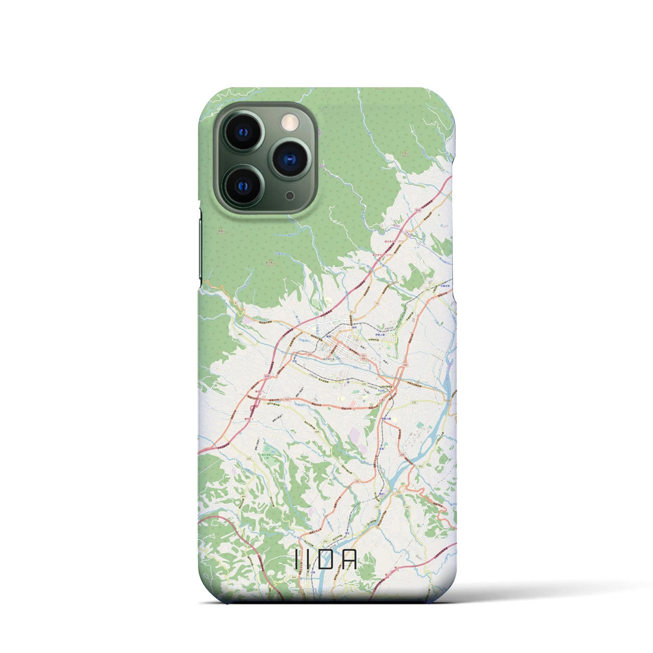 【飯田】地図柄iPhoneケース（バックカバータイプ・ナチュラル）iPhone 11 Pro 用