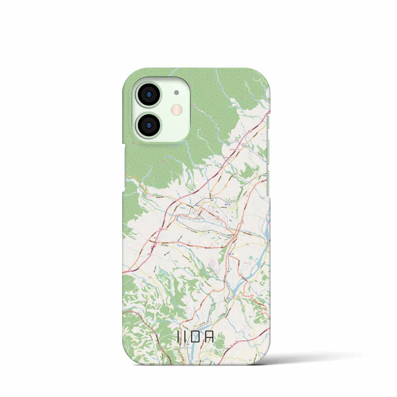 【飯田】地図柄iPhoneケース（バックカバータイプ・ナチュラル）iPhone 12 mini 用