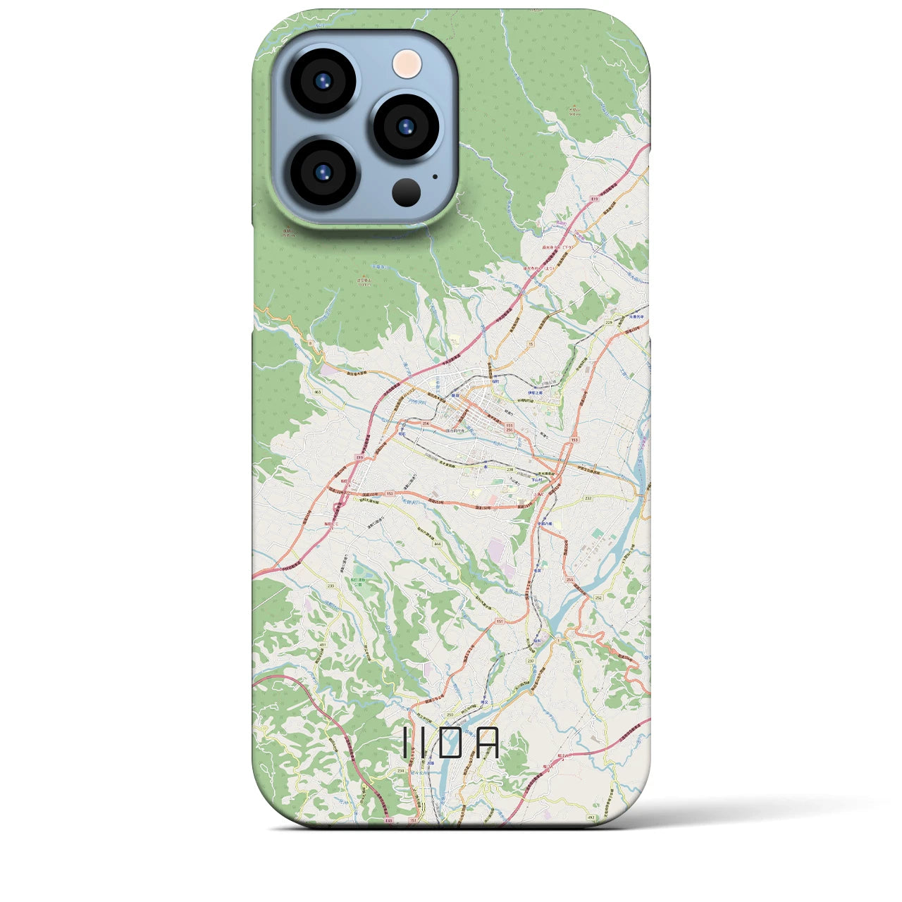 【飯田】地図柄iPhoneケース（バックカバータイプ・ナチュラル）iPhone 13 Pro Max 用