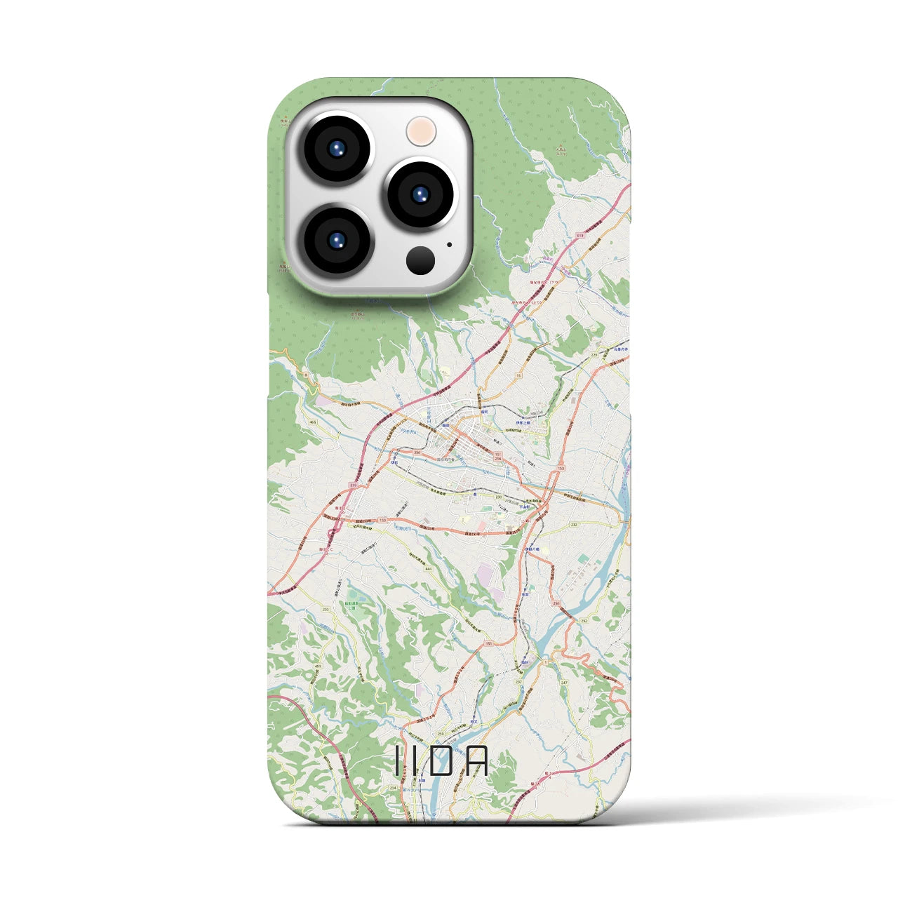 【飯田】地図柄iPhoneケース（バックカバータイプ・ナチュラル）iPhone 13 Pro 用