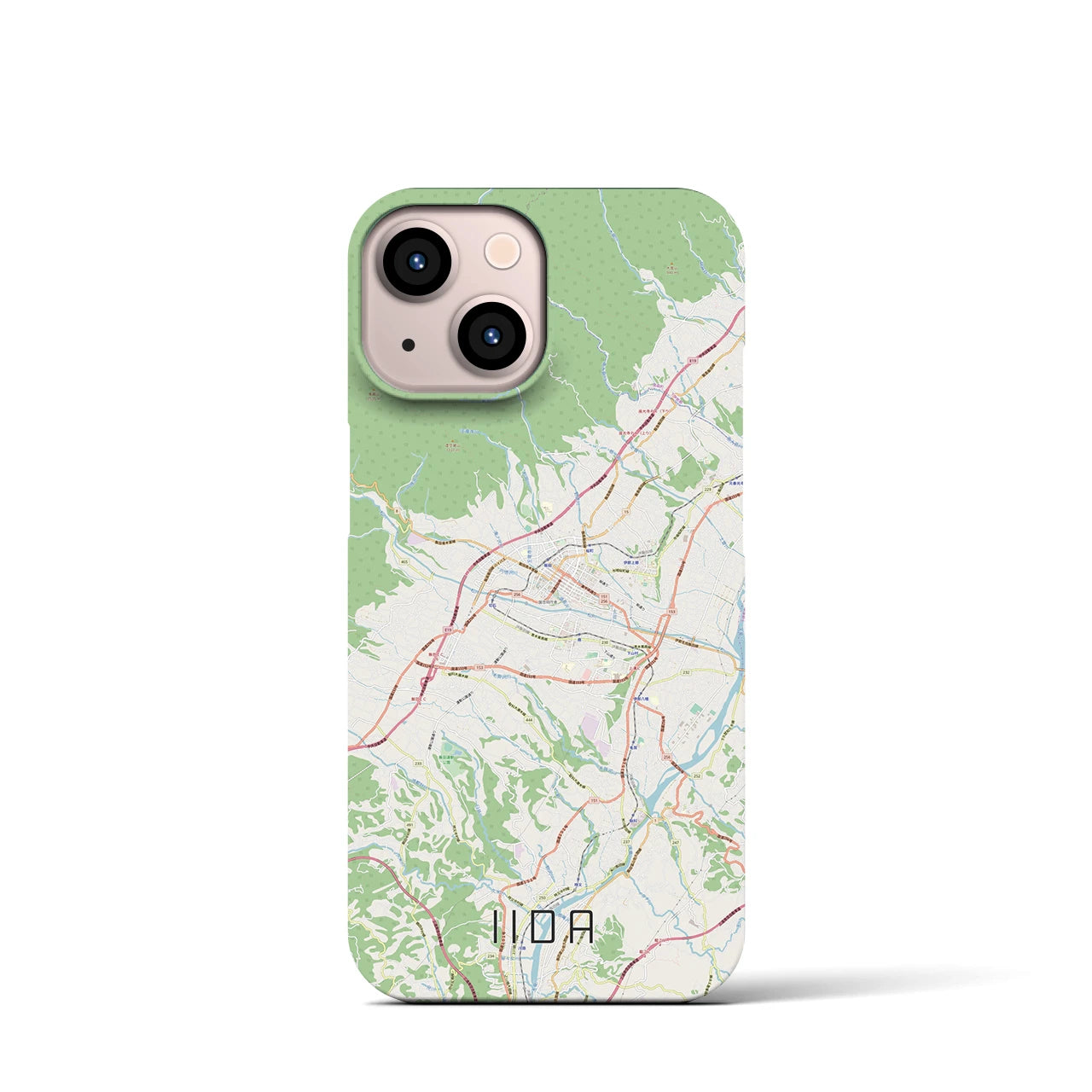 【飯田】地図柄iPhoneケース（バックカバータイプ・ナチュラル）iPhone 13 mini 用