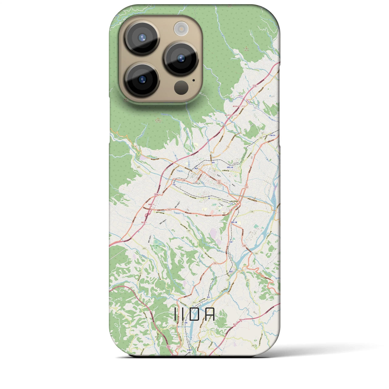 【飯田】地図柄iPhoneケース（バックカバータイプ・ナチュラル）iPhone 14 Pro Max 用