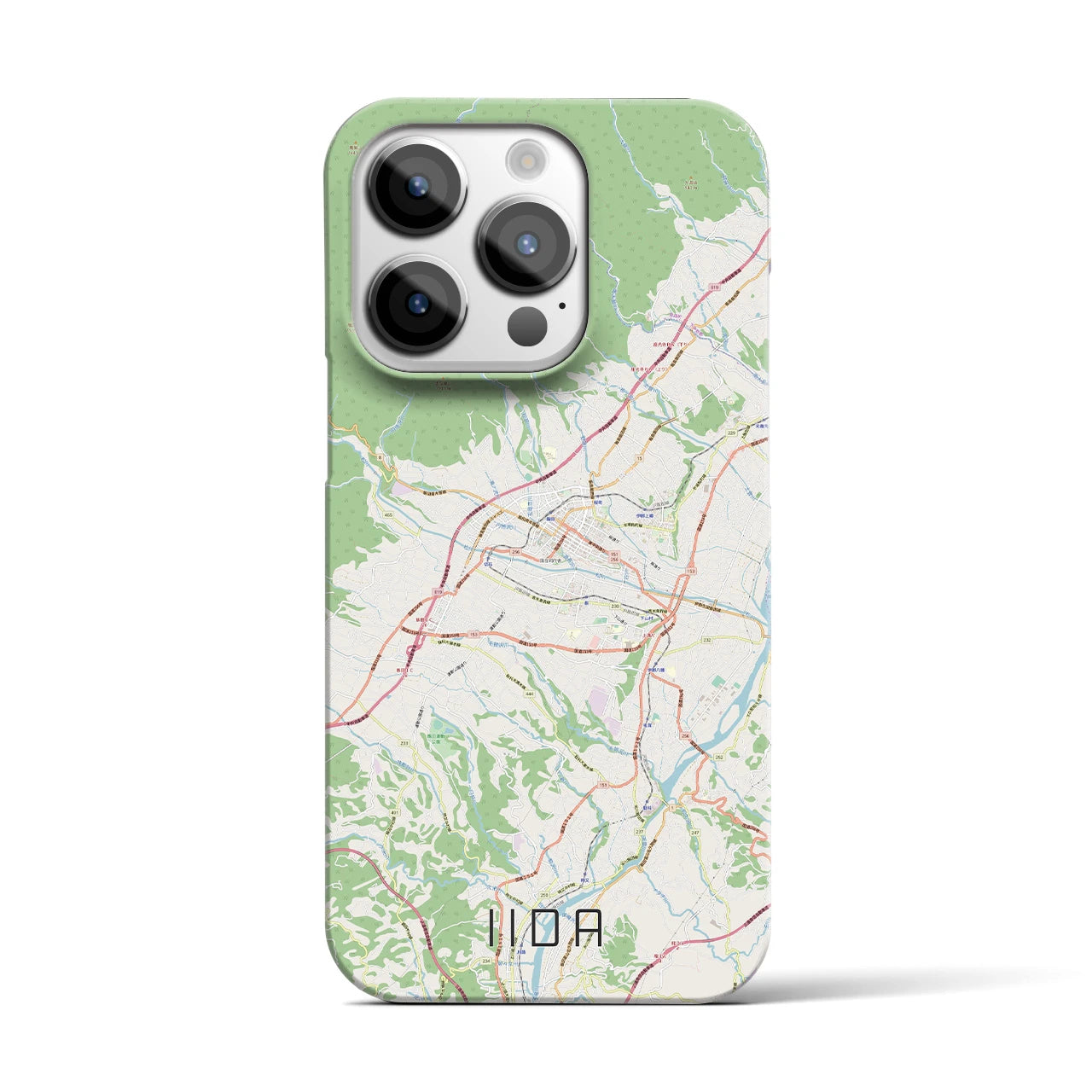 【飯田】地図柄iPhoneケース（バックカバータイプ・ナチュラル）iPhone 14 Pro 用