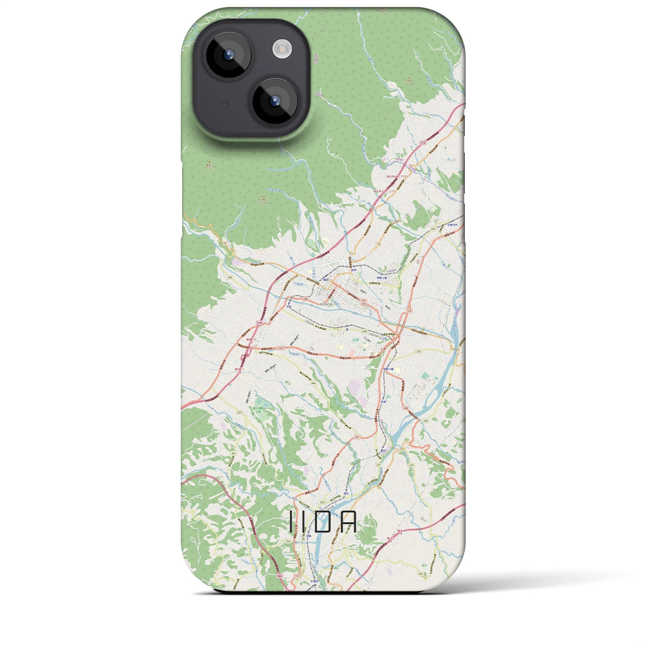 【飯田】地図柄iPhoneケース（バックカバータイプ・ナチュラル）iPhone 14 Plus 用