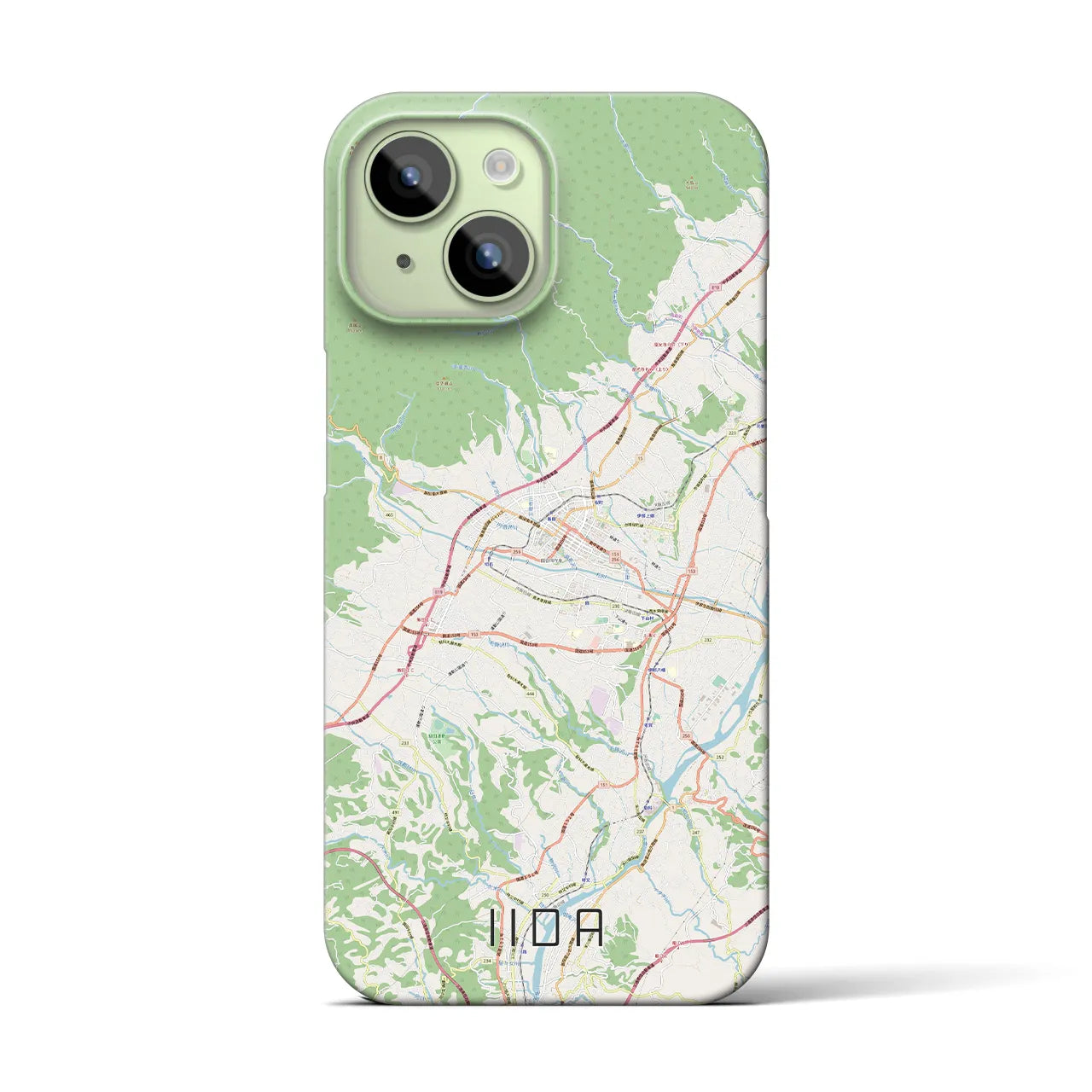 【飯田】地図柄iPhoneケース（バックカバータイプ・ナチュラル）iPhone 15 用