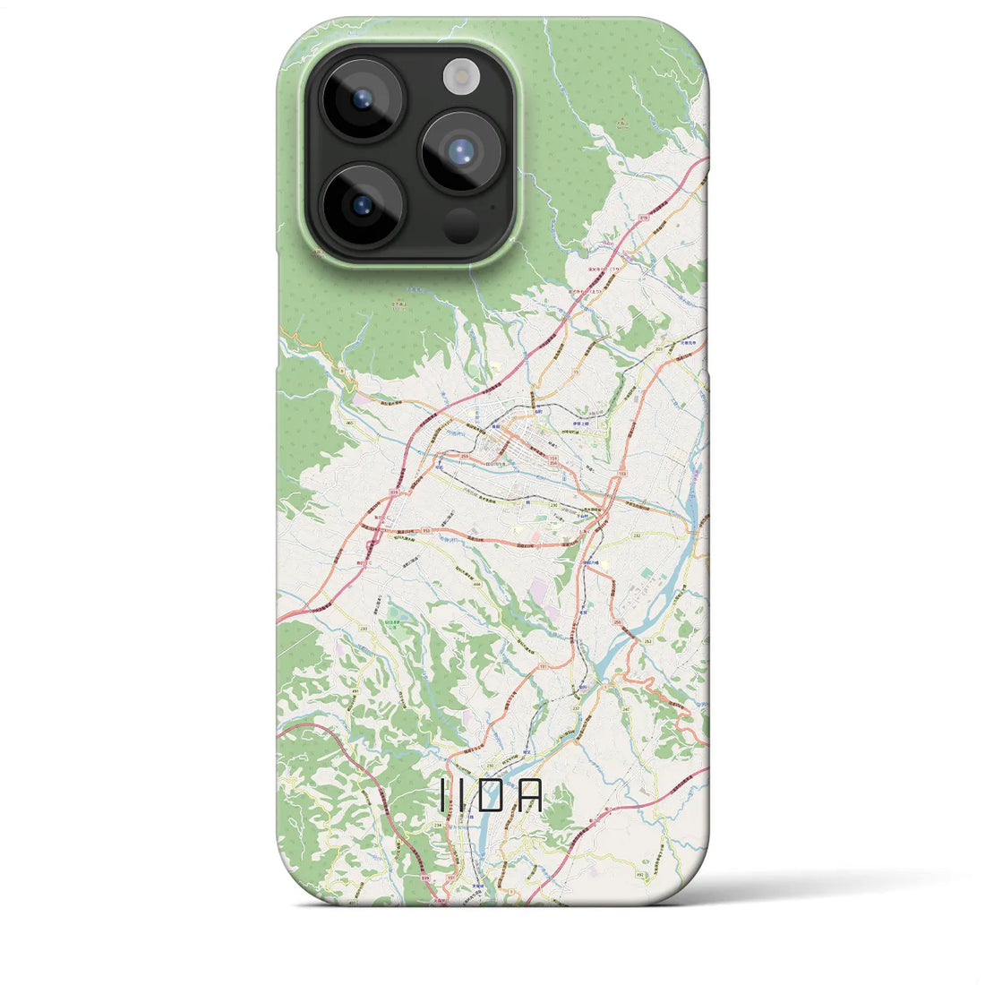 【飯田】地図柄iPhoneケース（バックカバータイプ・ナチュラル）iPhone 15 Pro Max 用
