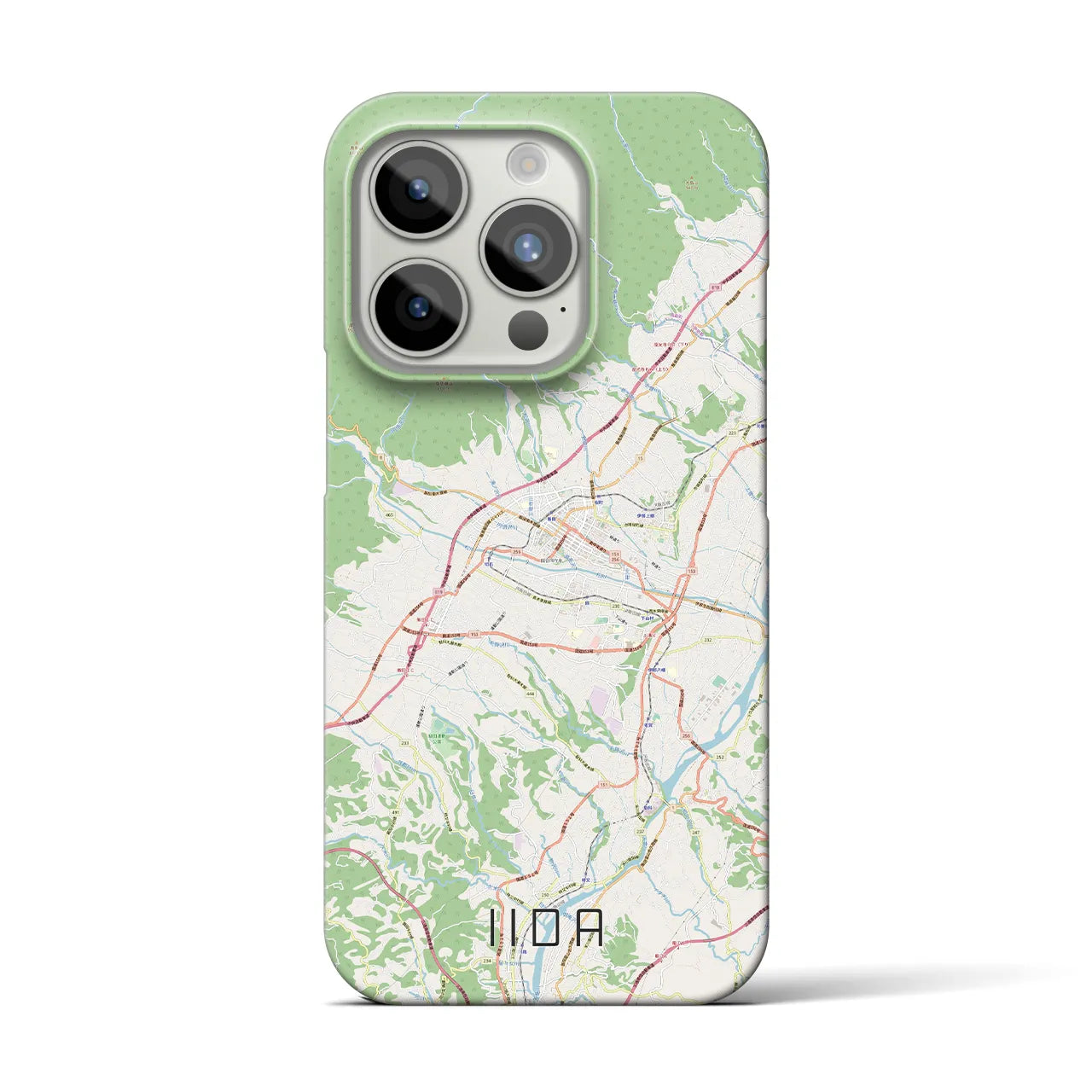 【飯田】地図柄iPhoneケース（バックカバータイプ・ナチュラル）iPhone 15 Pro 用