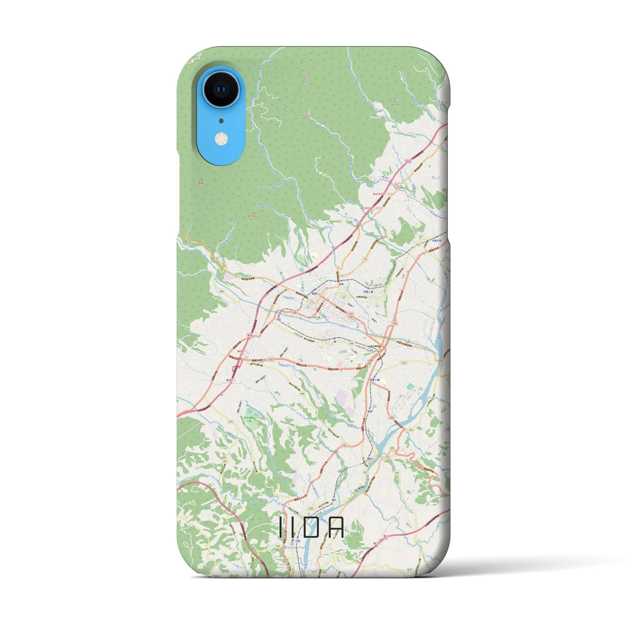 【飯田】地図柄iPhoneケース（バックカバータイプ・ナチュラル）iPhone XR 用