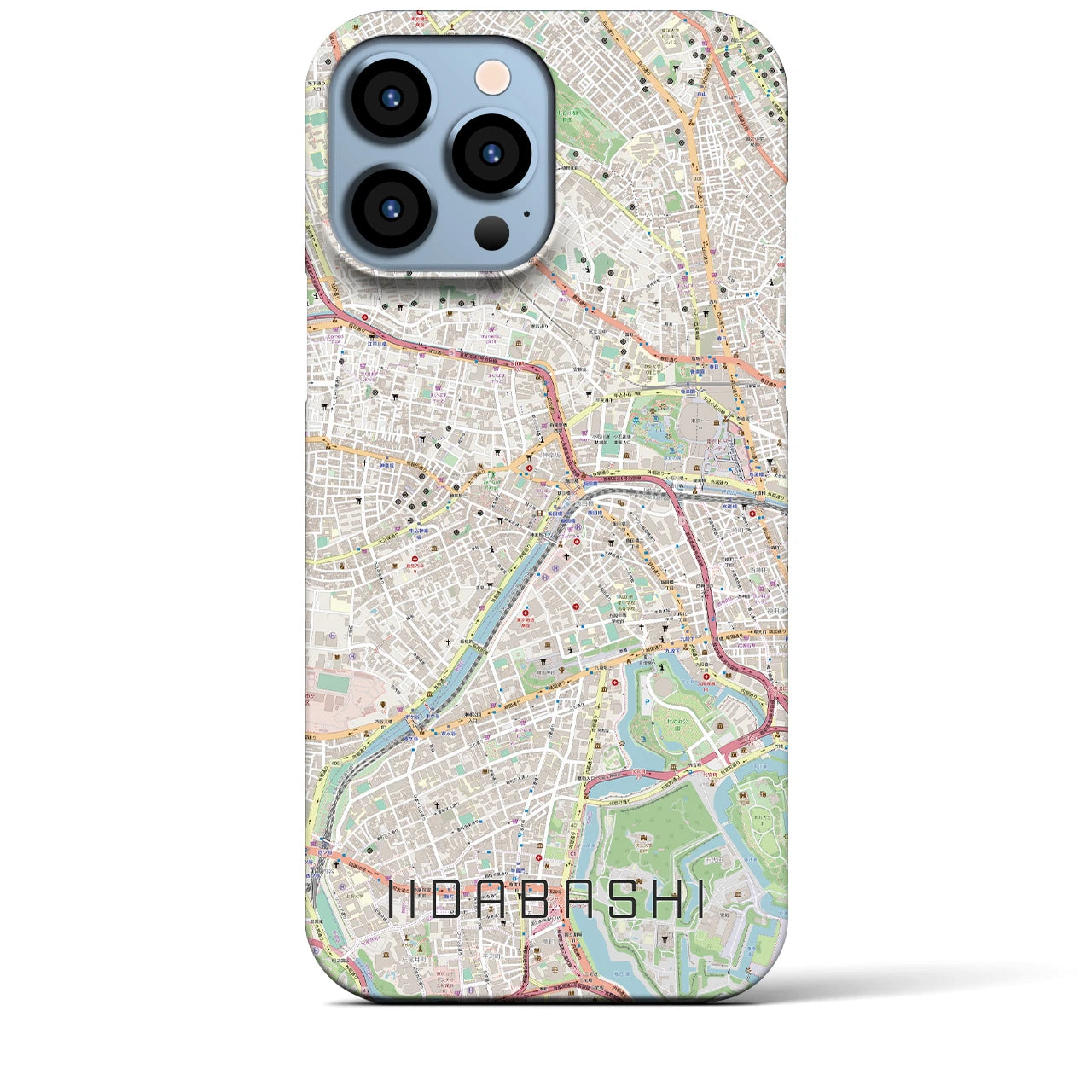【飯田橋】地図柄iPhoneケース（バックカバータイプ・ナチュラル）iPhone 13 Pro Max 用