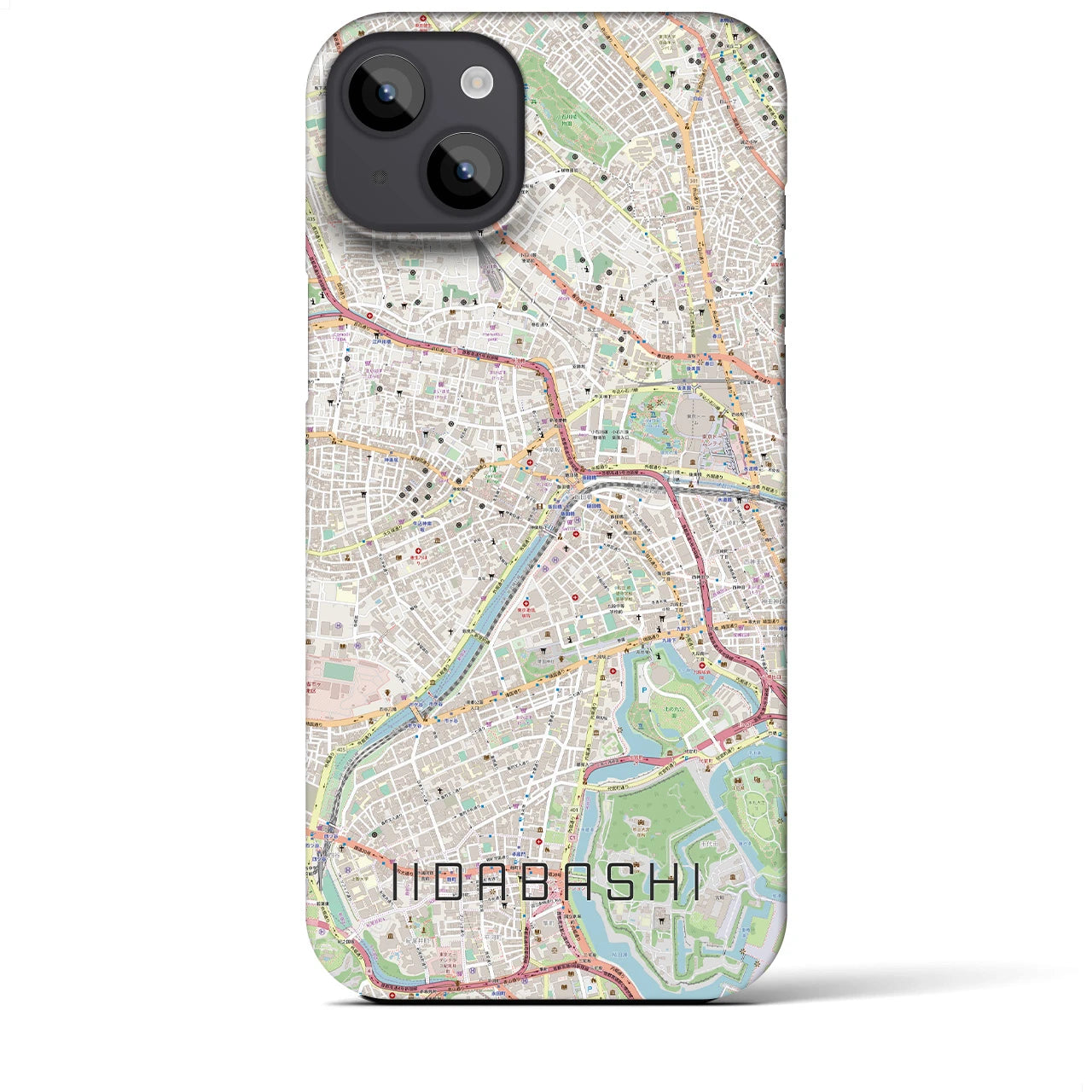 【飯田橋】地図柄iPhoneケース（バックカバータイプ・ナチュラル）iPhone 14 Plus 用