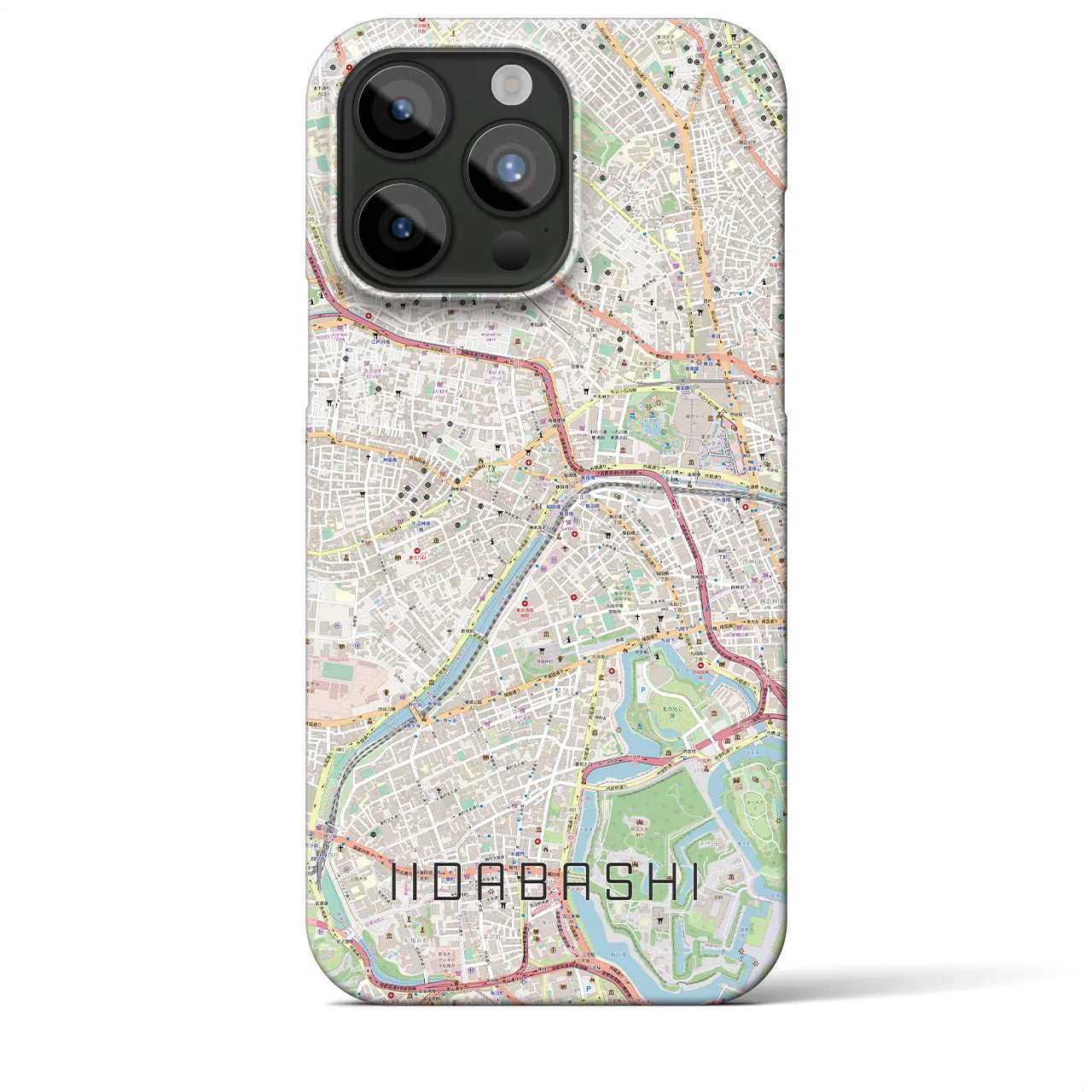 【飯田橋】地図柄iPhoneケース（バックカバータイプ・ナチュラル）iPhone 15 Pro Max 用