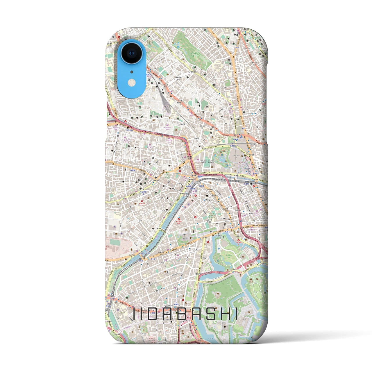 【飯田橋】地図柄iPhoneケース（バックカバータイプ・ナチュラル）iPhone XR 用