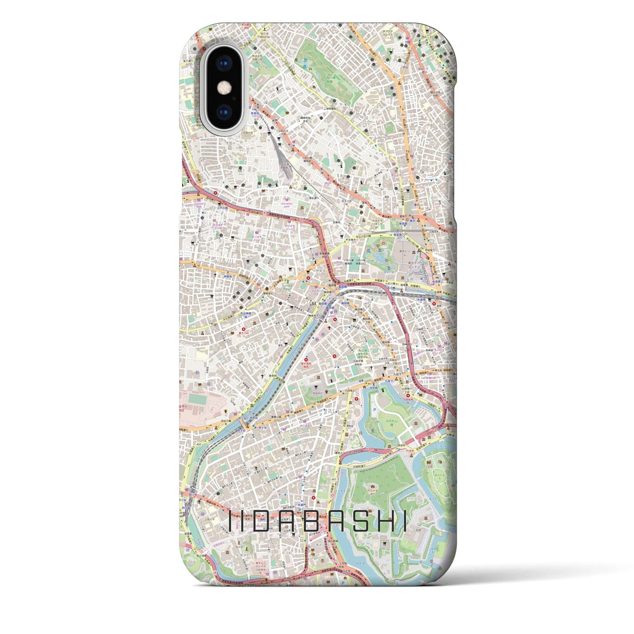 【飯田橋】地図柄iPhoneケース（バックカバータイプ・ナチュラル）iPhone XS Max 用