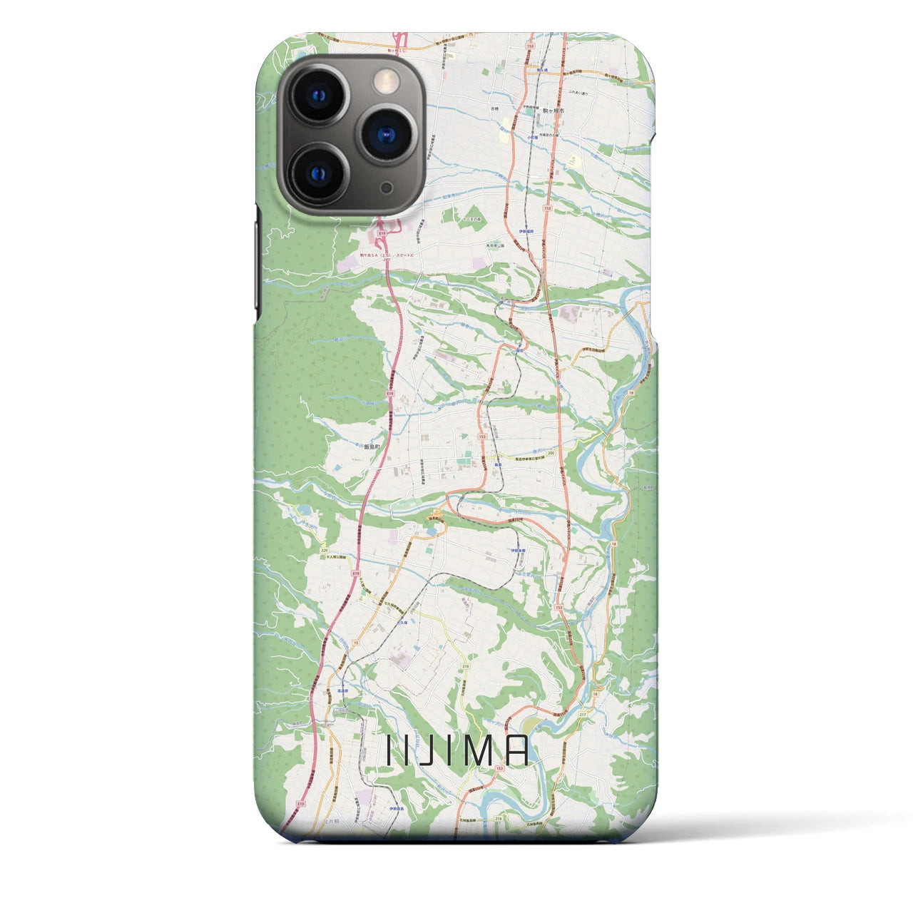【飯島】地図柄iPhoneケース（バックカバータイプ・ナチュラル）iPhone 11 Pro Max 用