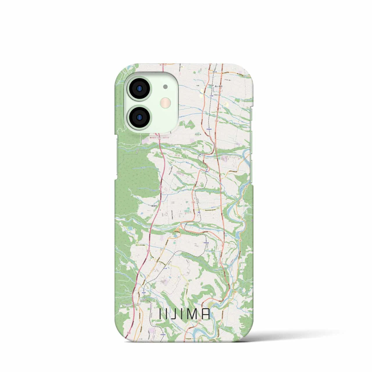 【飯島】地図柄iPhoneケース（バックカバータイプ・ナチュラル）iPhone 12 mini 用