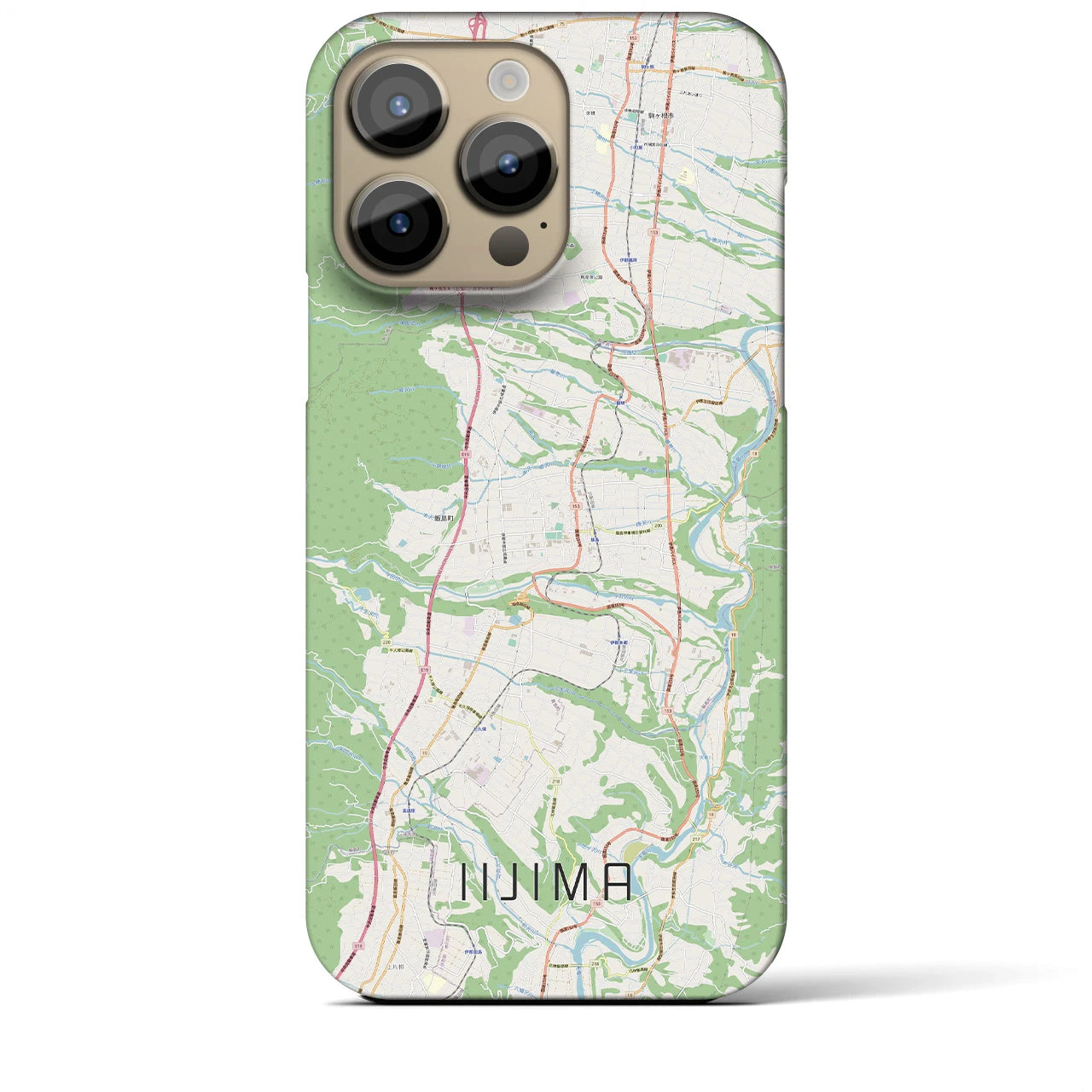 【飯島】地図柄iPhoneケース（バックカバータイプ・ナチュラル）iPhone 14 Pro Max 用