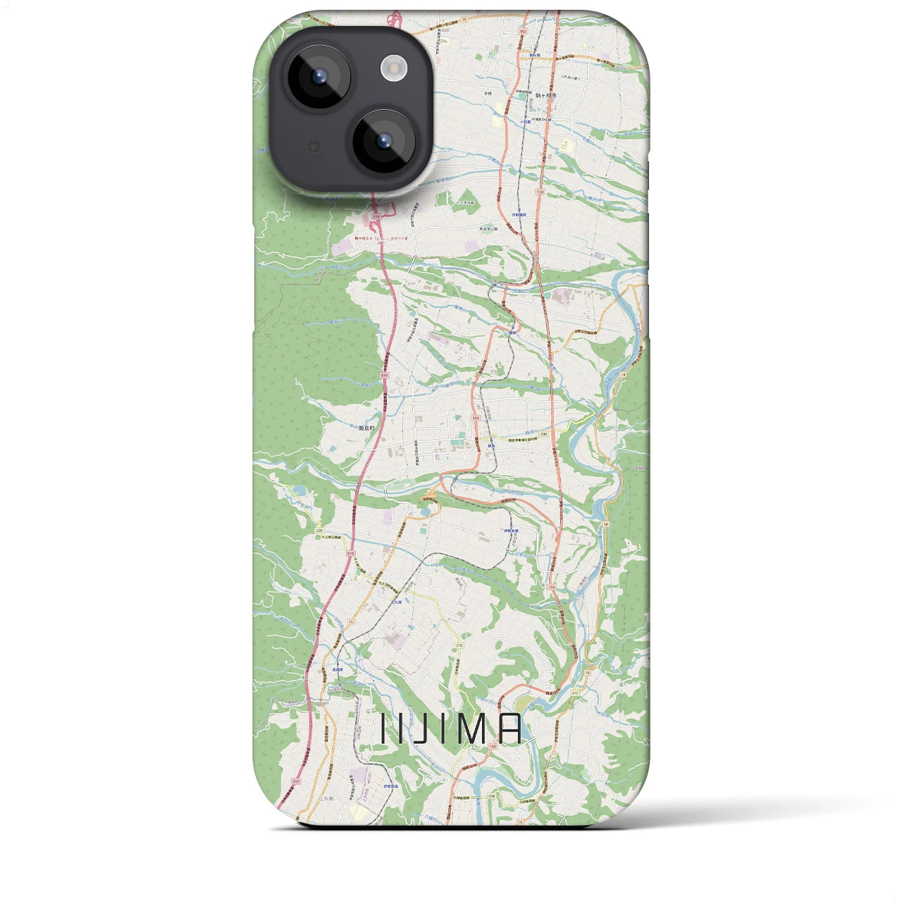 【飯島】地図柄iPhoneケース（バックカバータイプ・ナチュラル）iPhone 14 Plus 用