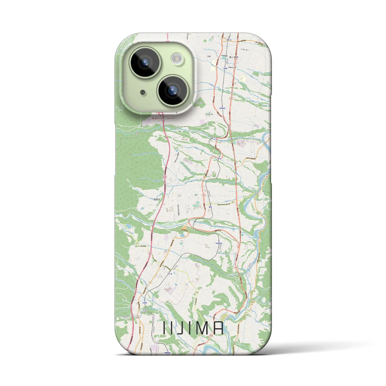 【飯島】地図柄iPhoneケース（バックカバータイプ・ナチュラル）iPhone 15 用