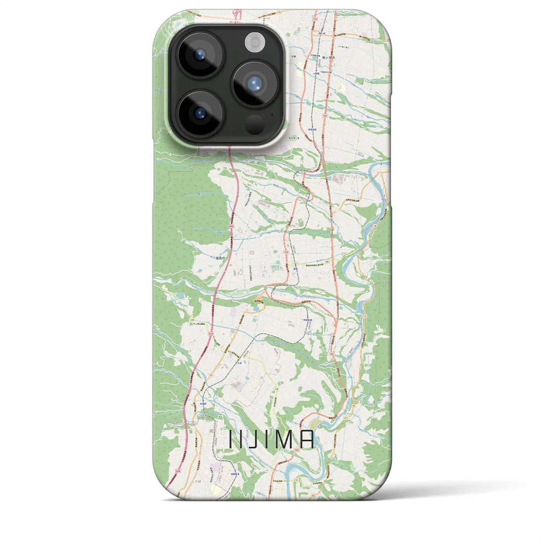 【飯島】地図柄iPhoneケース（バックカバータイプ・ナチュラル）iPhone 15 Pro Max 用
