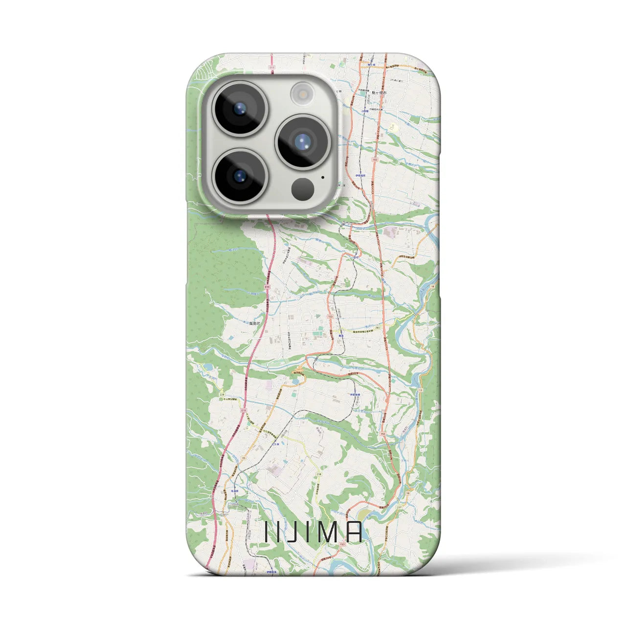 【飯島】地図柄iPhoneケース（バックカバータイプ・ナチュラル）iPhone 15 Pro 用