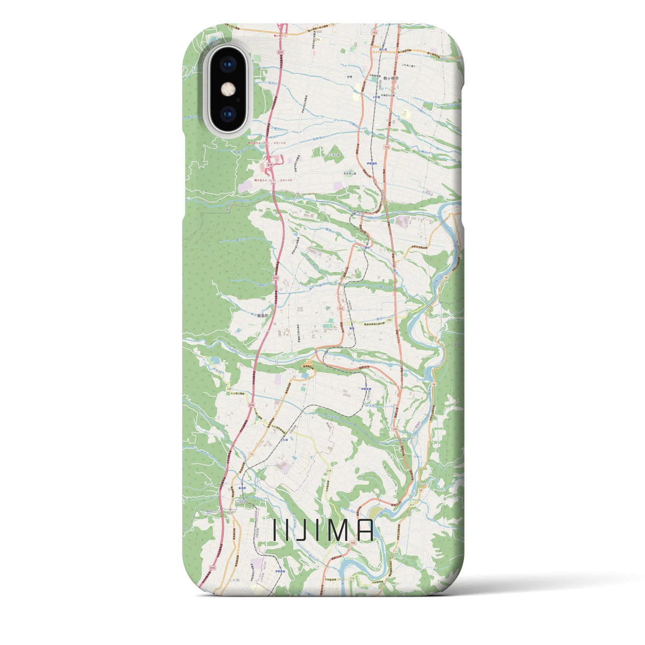 【飯島】地図柄iPhoneケース（バックカバータイプ・ナチュラル）iPhone XS Max 用