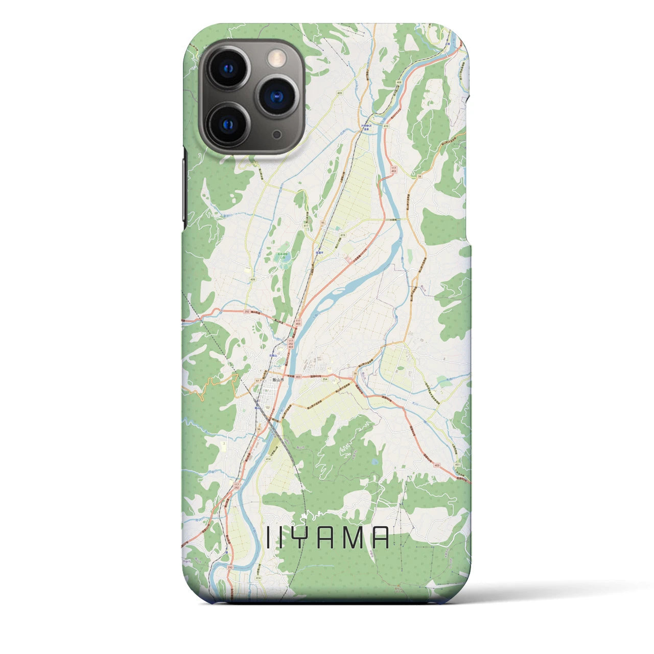 【飯山】地図柄iPhoneケース（バックカバータイプ・ナチュラル）iPhone 11 Pro Max 用