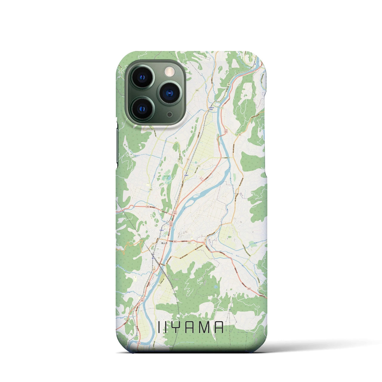 【飯山】地図柄iPhoneケース（バックカバータイプ・ナチュラル）iPhone 11 Pro 用
