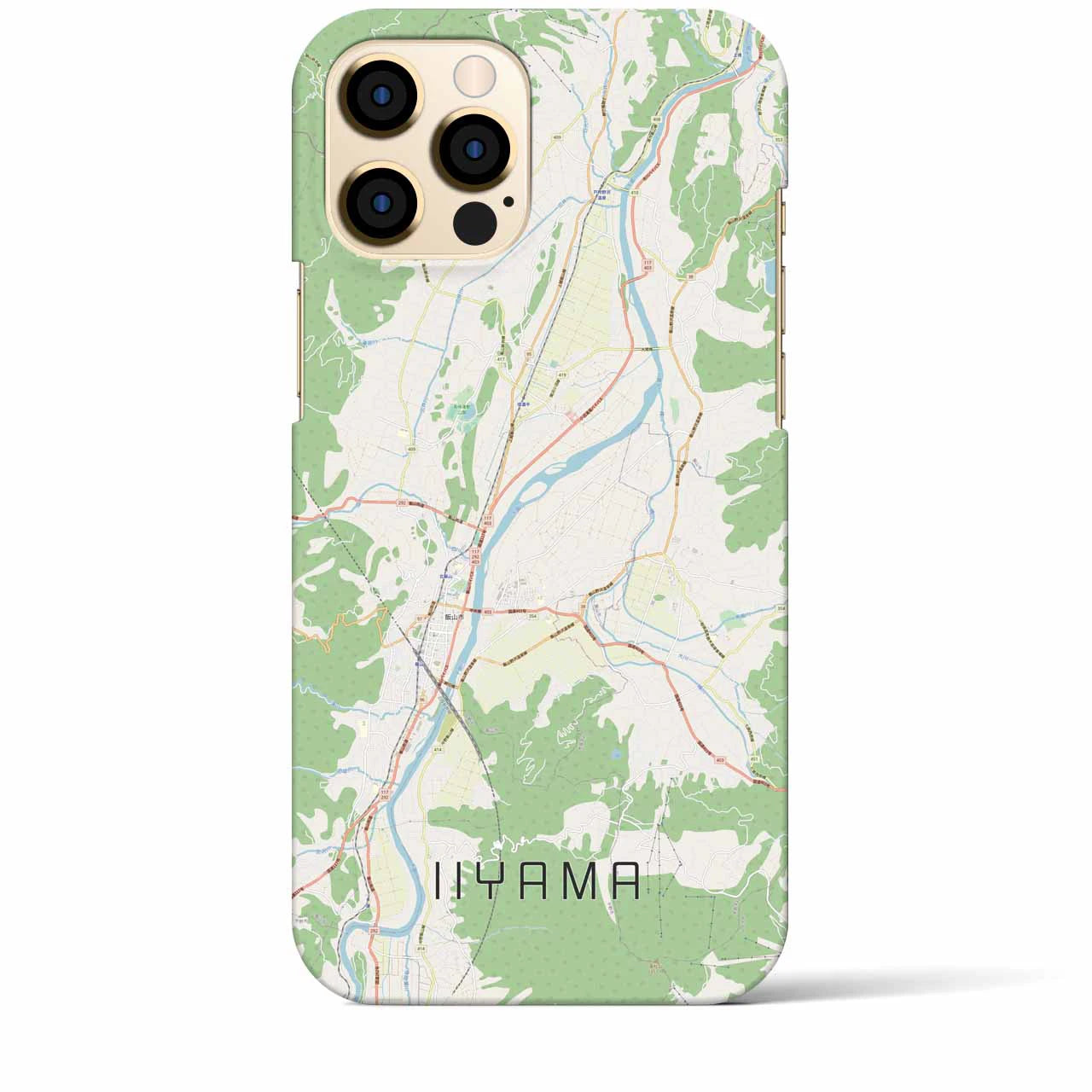【飯山】地図柄iPhoneケース（バックカバータイプ・ナチュラル）iPhone 12 Pro Max 用