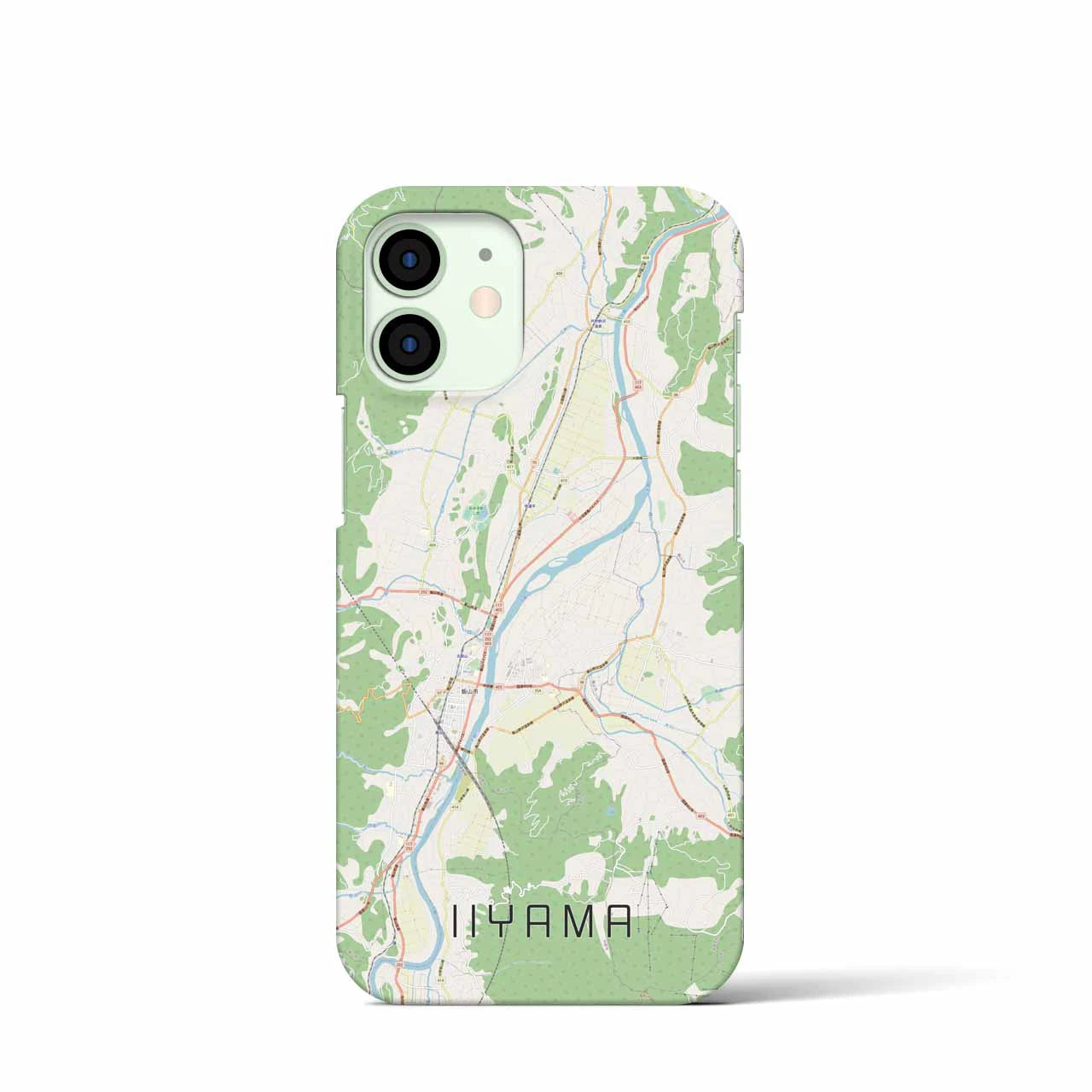 【飯山】地図柄iPhoneケース（バックカバータイプ・ナチュラル）iPhone 12 mini 用