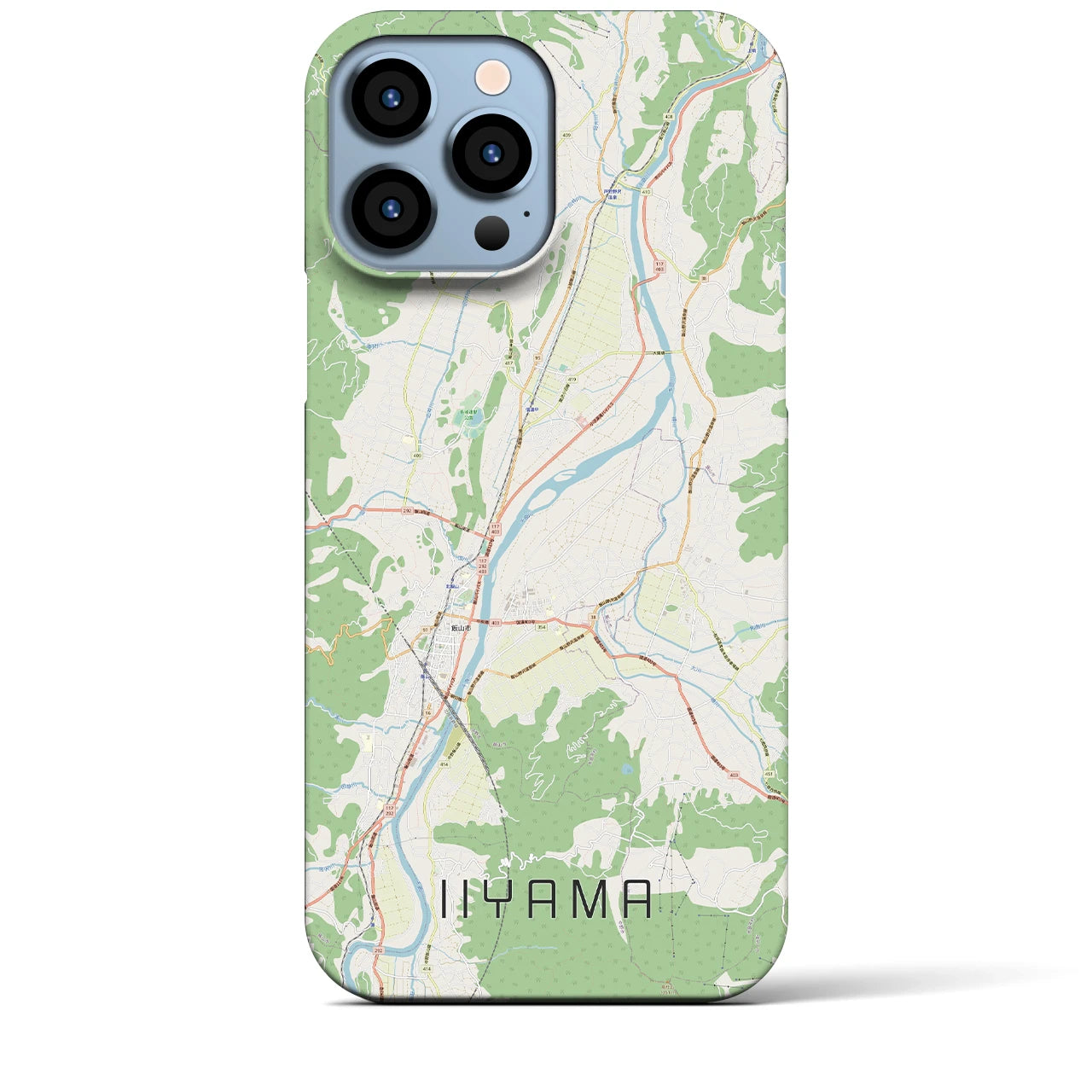 【飯山】地図柄iPhoneケース（バックカバータイプ・ナチュラル）iPhone 13 Pro Max 用