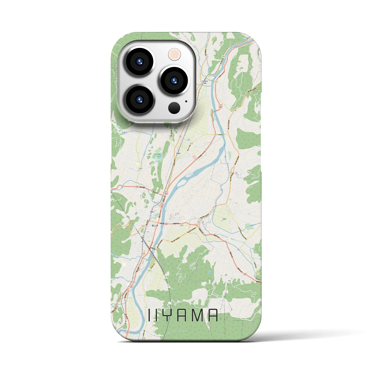 【飯山】地図柄iPhoneケース（バックカバータイプ・ナチュラル）iPhone 13 Pro 用