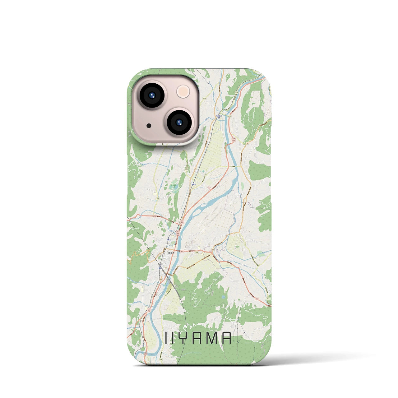 【飯山】地図柄iPhoneケース（バックカバータイプ・ナチュラル）iPhone 13 mini 用