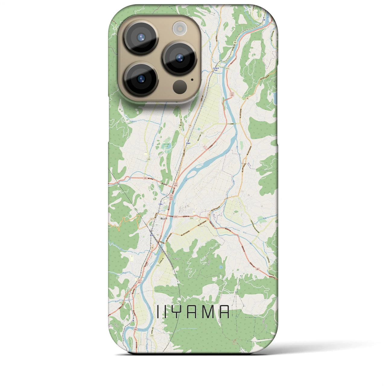 【飯山】地図柄iPhoneケース（バックカバータイプ・ナチュラル）iPhone 14 Pro Max 用