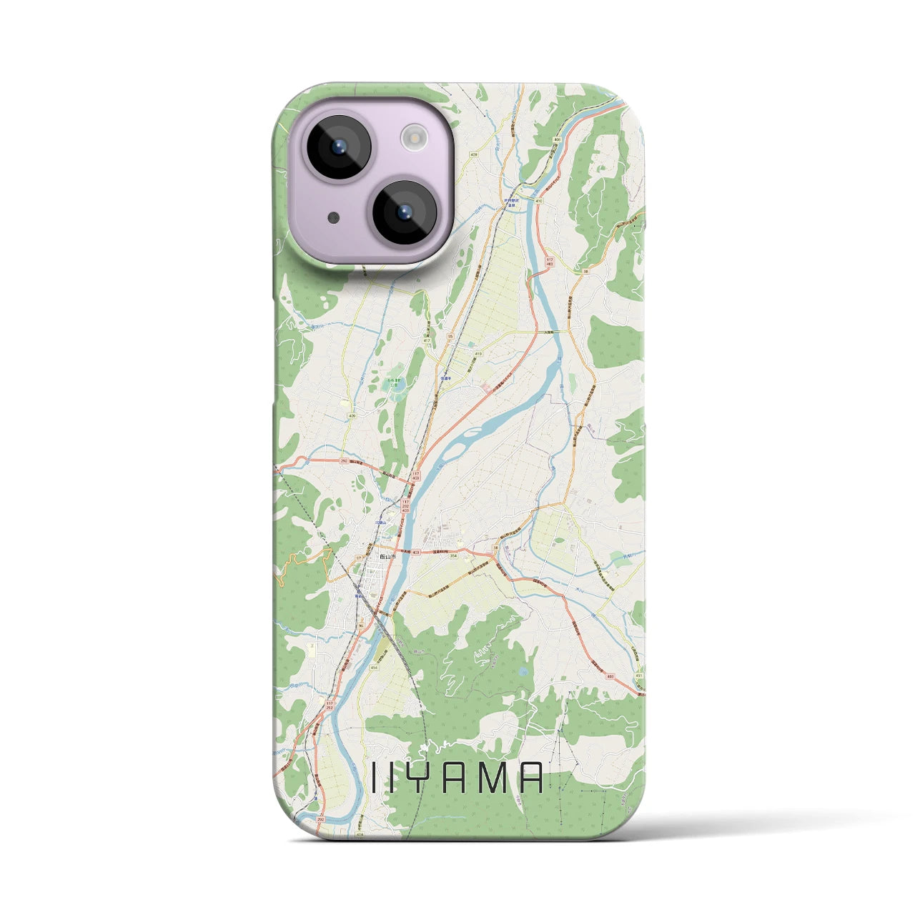 【飯山】地図柄iPhoneケース（バックカバータイプ・ナチュラル）iPhone 14 用