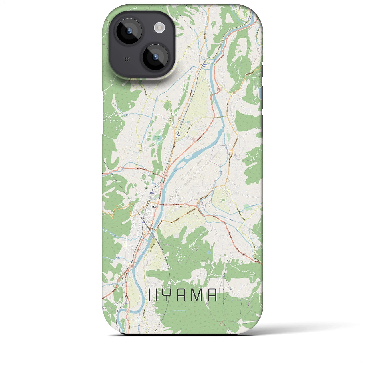 【飯山】地図柄iPhoneケース（バックカバータイプ・ナチュラル）iPhone 14 Plus 用