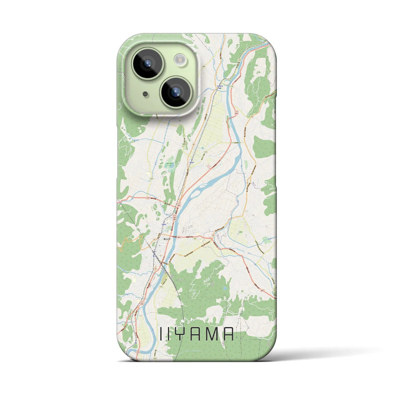 【飯山】地図柄iPhoneケース（バックカバータイプ・ナチュラル）iPhone 15 用